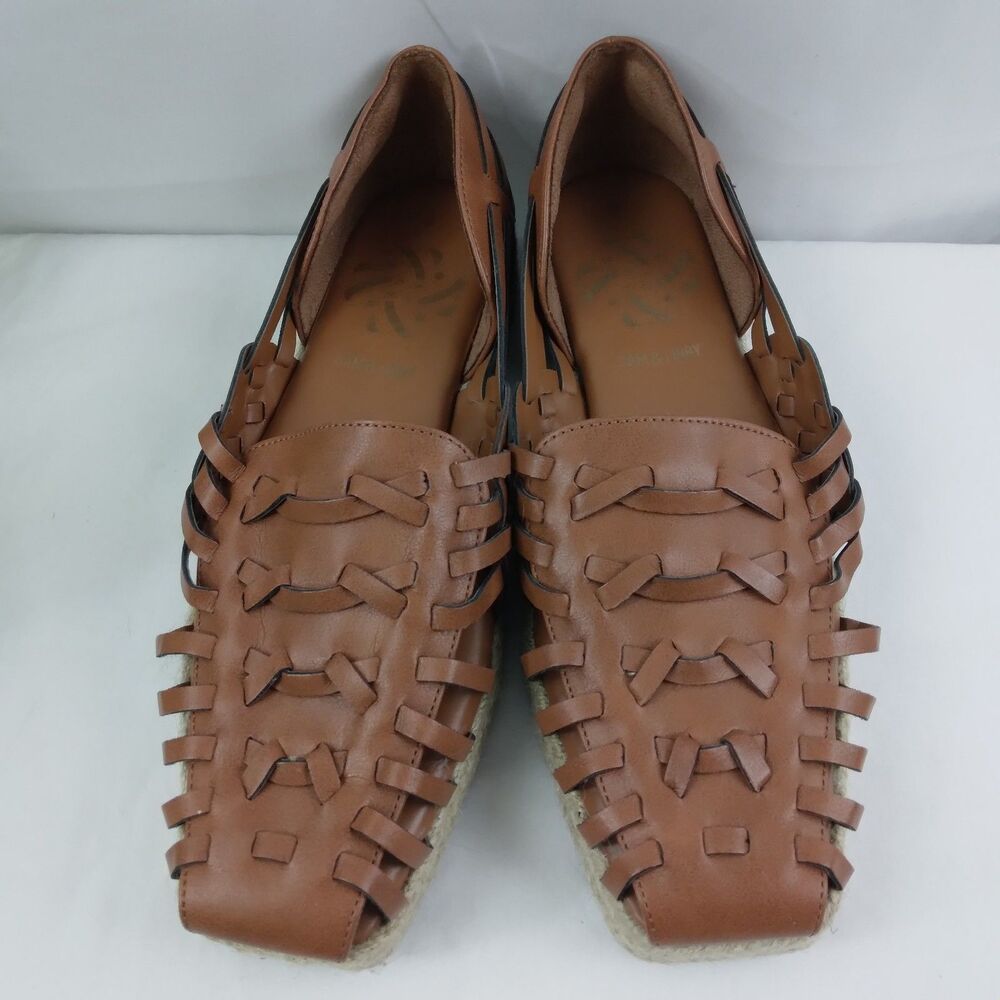 Sam & Libby Woven Espadrille Loafers Cognac Brown Square Toe Coastal Boho 8 - Picture 5 of 10